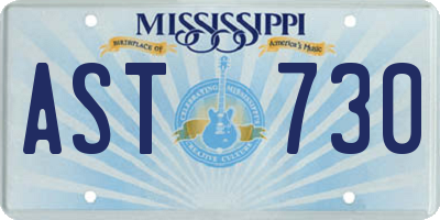 MS license plate AST730