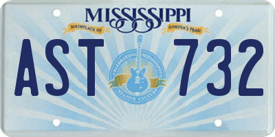 MS license plate AST732