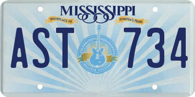 MS license plate AST734