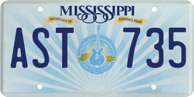 MS license plate AST735