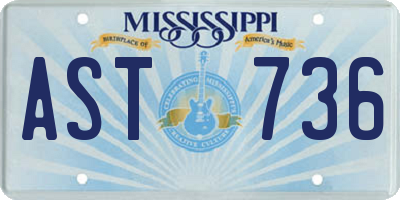 MS license plate AST736