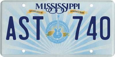 MS license plate AST740