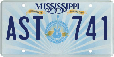MS license plate AST741