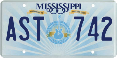 MS license plate AST742