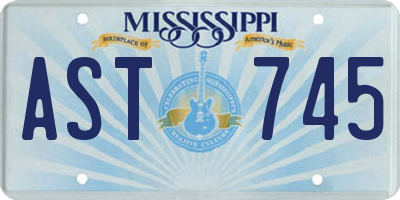 MS license plate AST745