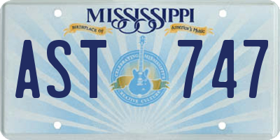 MS license plate AST747