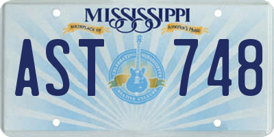 MS license plate AST748