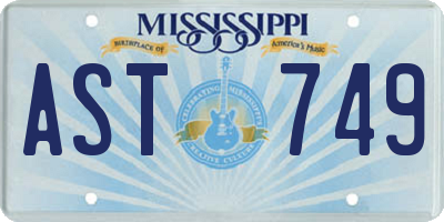 MS license plate AST749