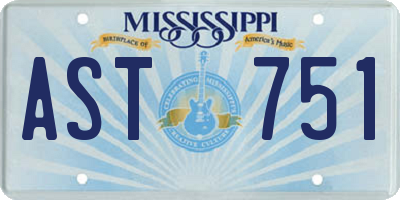 MS license plate AST751