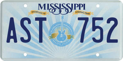 MS license plate AST752