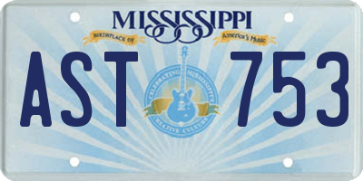MS license plate AST753