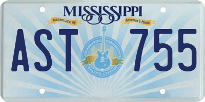 MS license plate AST755