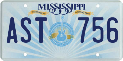 MS license plate AST756