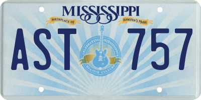 MS license plate AST757