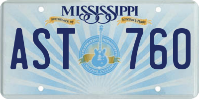 MS license plate AST760