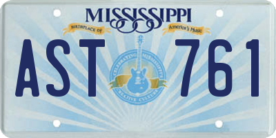 MS license plate AST761