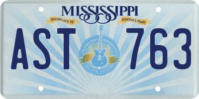 MS license plate AST763
