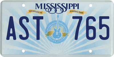 MS license plate AST765