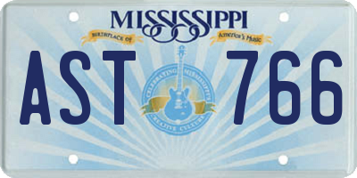 MS license plate AST766