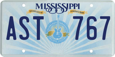 MS license plate AST767