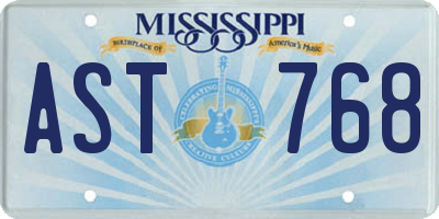 MS license plate AST768