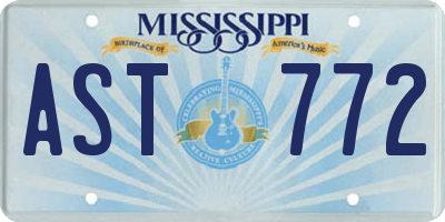 MS license plate AST772