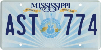 MS license plate AST774