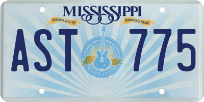 MS license plate AST775