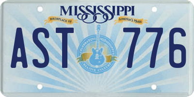 MS license plate AST776