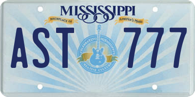 MS license plate AST777