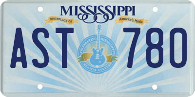 MS license plate AST780