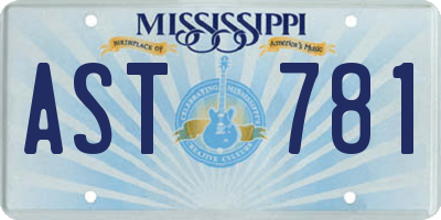 MS license plate AST781