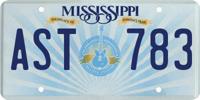 MS license plate AST783