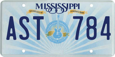 MS license plate AST784