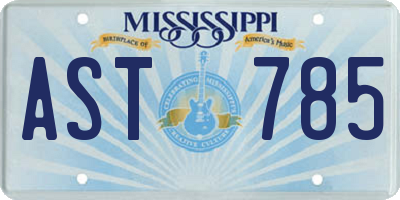 MS license plate AST785