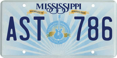 MS license plate AST786