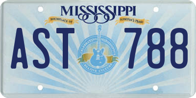 MS license plate AST788