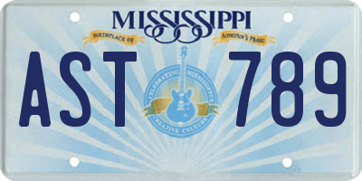 MS license plate AST789