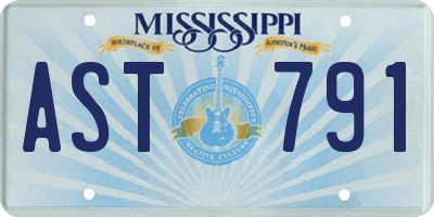 MS license plate AST791