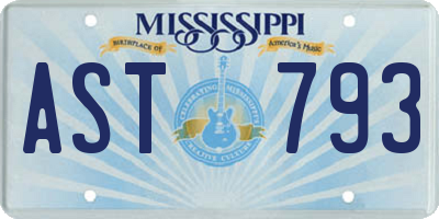 MS license plate AST793