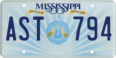 MS license plate AST794