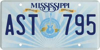 MS license plate AST795