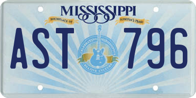 MS license plate AST796