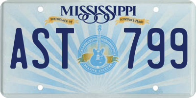MS license plate AST799