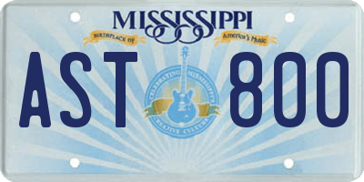 MS license plate AST800