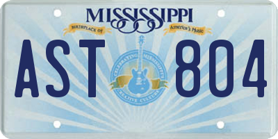MS license plate AST804
