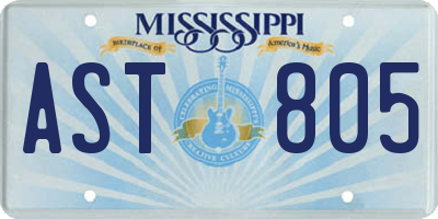 MS license plate AST805