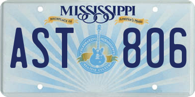 MS license plate AST806