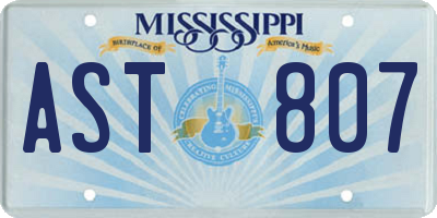 MS license plate AST807