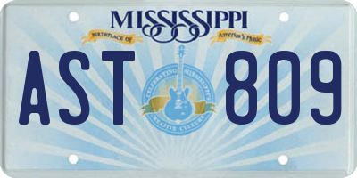 MS license plate AST809